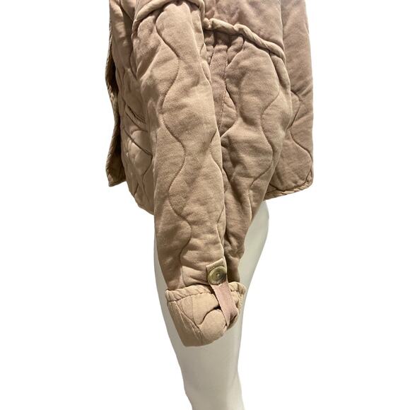 Free People Gwynnie Quilted Jacket Cardigan Top Small Tan - Picture 6 of 8